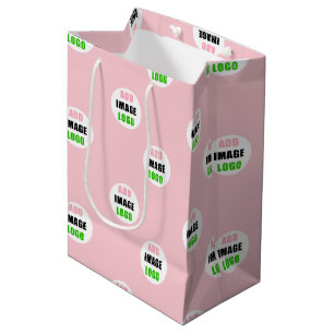 Pink Professional Editable Business Company Logo Medium Gift Bag