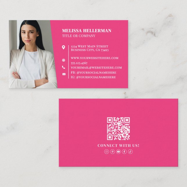 Pink Professional Photo Business Card (Front/Back)