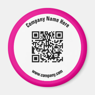 Pink Promotional Business Name QR Code Magnet