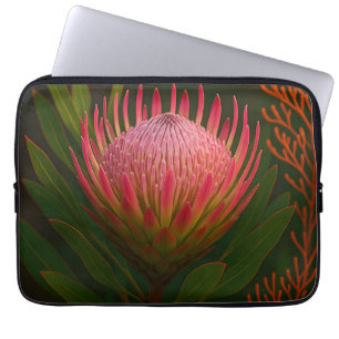 Pink Protea Flower Exotic Bloom Laptop Sleeve