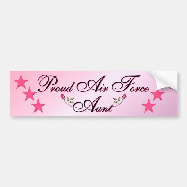 Pink & Proud Air Force Aunt Bumper Sticker (Front)