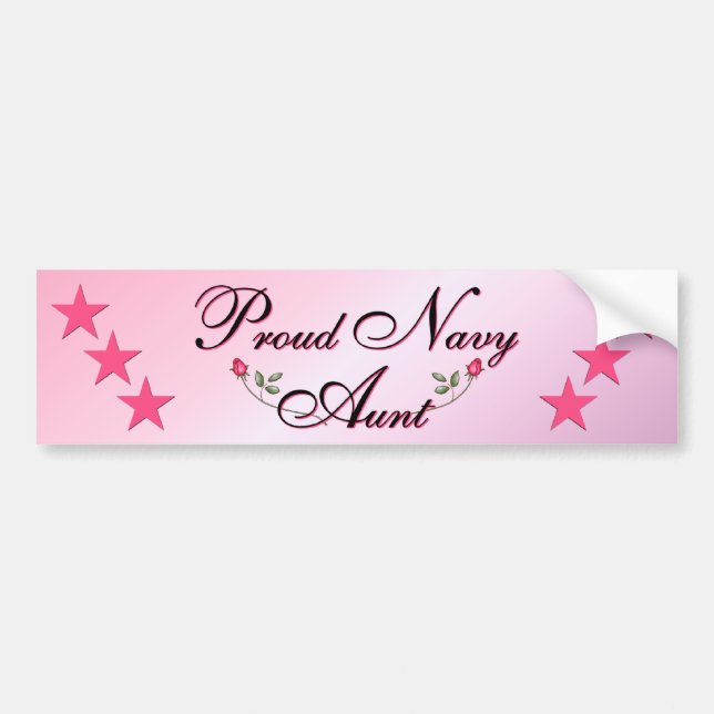 Pink & Proud Navy Aunt Bumper Sticker (Front)