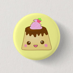 pink pudding cute! 3 cm round badge