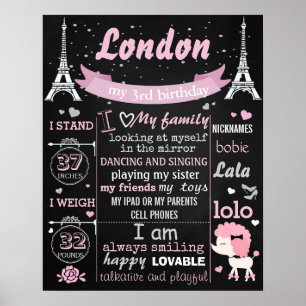 Pink Puddle Paris Birthday Party chalkboard sign