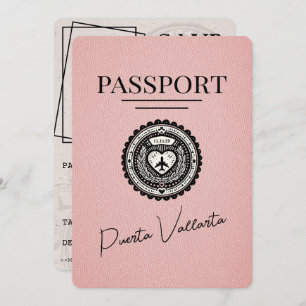 Pink Puerta Vallarta Passport Save The Date