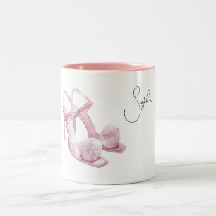 Pink Puffs High Heels Two-Tone Coffee Mug