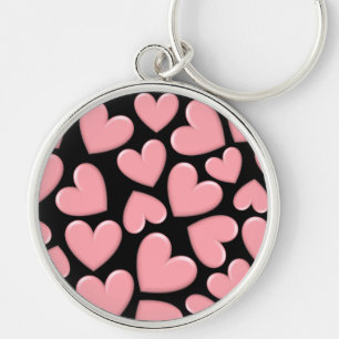 Pink Puffy Hearts Key Ring