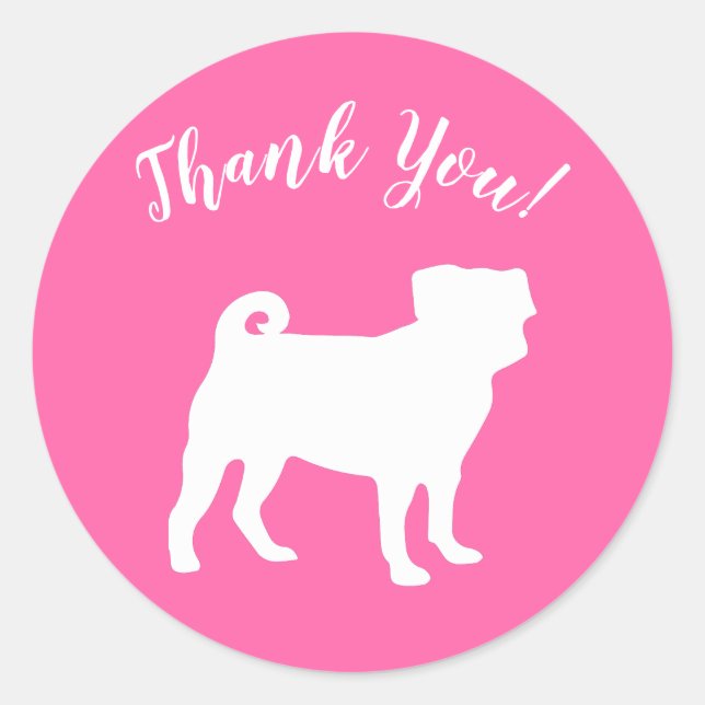 Pink Pug Dog Theme Party Celebration Classic Round Sticker (Front)
