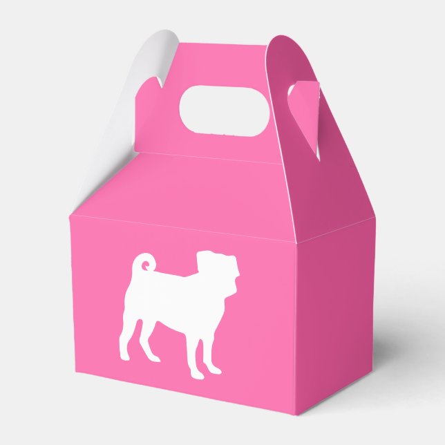 Pink Pug Dog Theme Party Celebration Favour Box (Front Side)