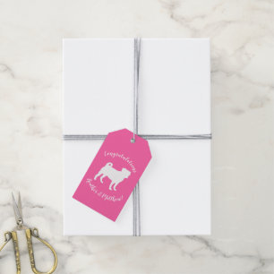 Pink Pug Dog Theme Party Celebration Gift Tags
