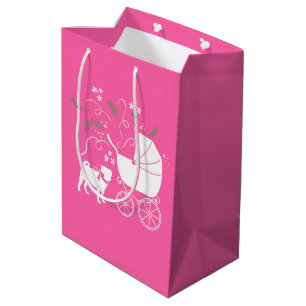 Pink Pug Dog Theme Party Celebration Medium Gift Bag