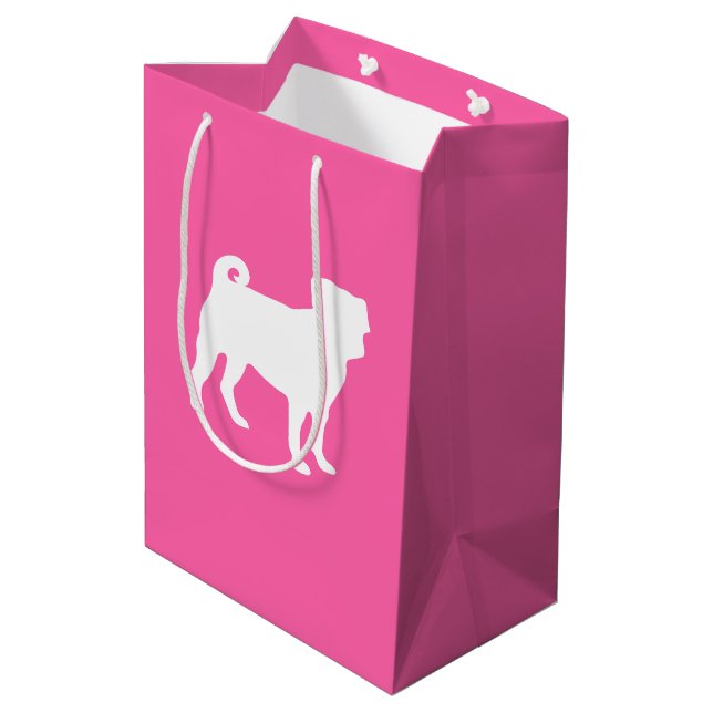 Pink Pug Dog Theme Party Celebration Medium Gift Bag (Back Angled)