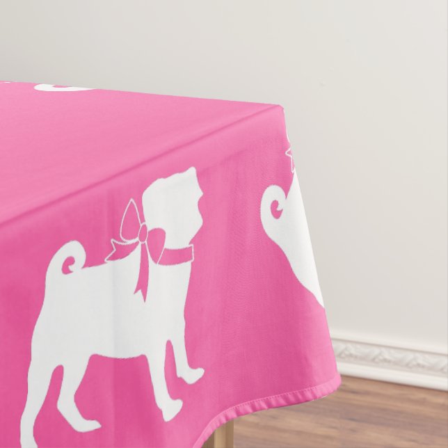Pink Pug Dog Theme Party Celebration Tablecloth (In Situ)