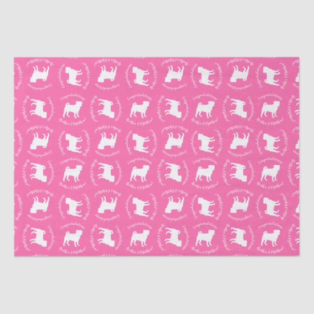 Pink Pug Dog Theme Party Celebration Tissue Paper (Front)