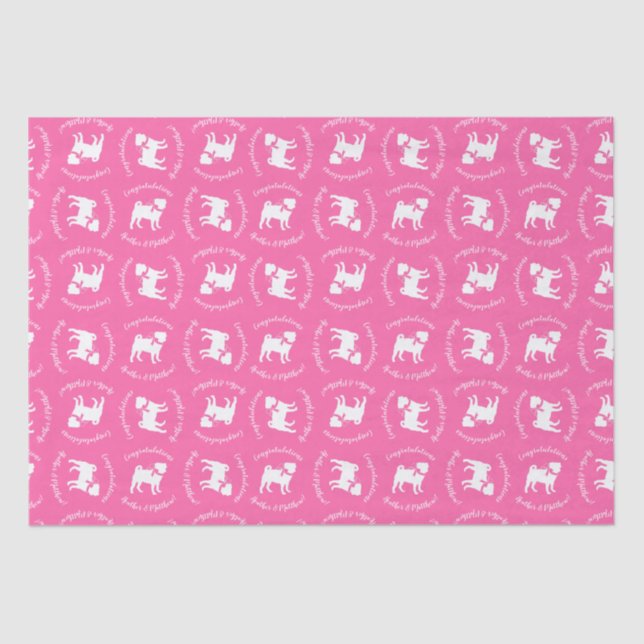 Pink Pug Dog Theme Party Celebration Tissue Paper (Front)