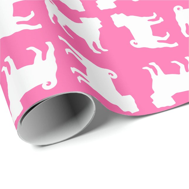Pink Pug Dog Theme Party Celebration Wrapping Paper (Roll Corner)