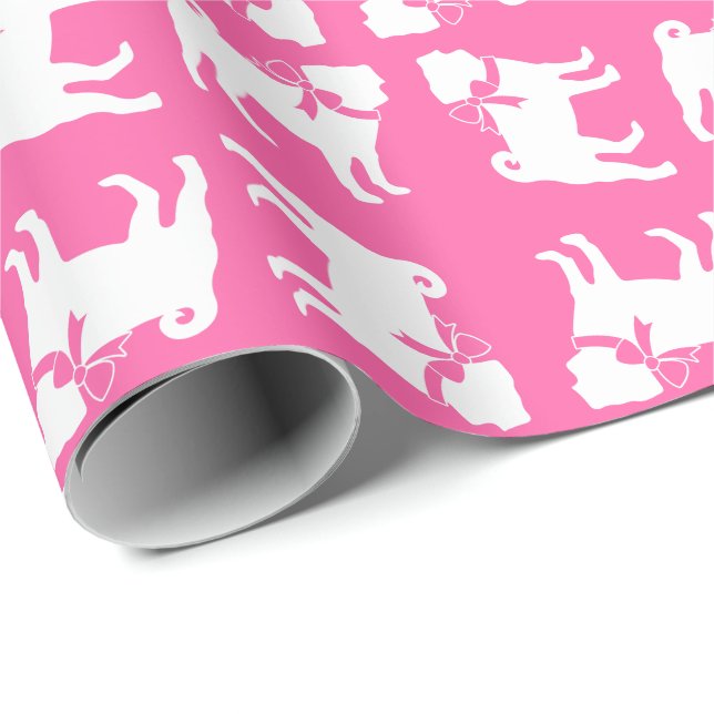 Pink Pug Dog Theme Party Celebration Wrapping Paper (Roll Corner)