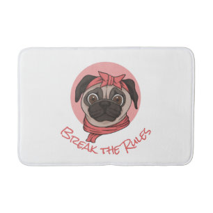 Pink Pug Girl Bath Mat