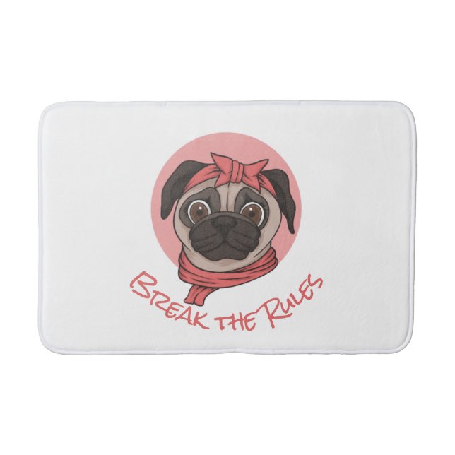 Pink Pug Girl Bath Mat (Front)