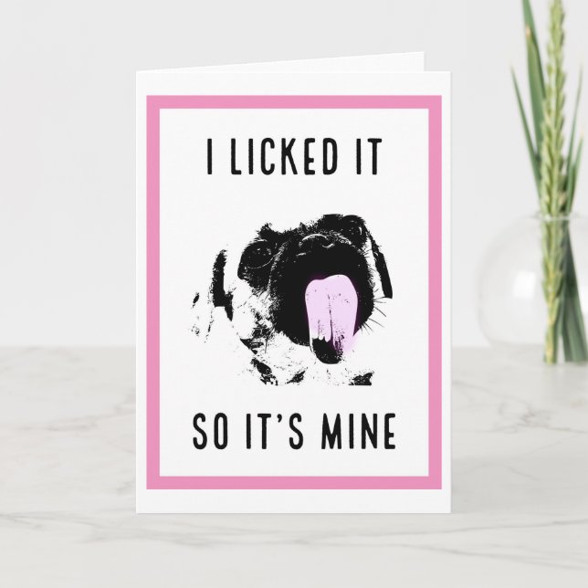 Pink pug love anniversary card (Front)
