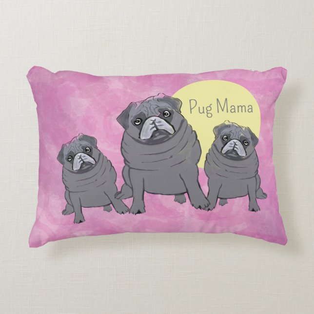 Pink Pug Mama Decorative Cushion (Front)
