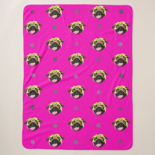 Pink Pug Sherpa Blanket
