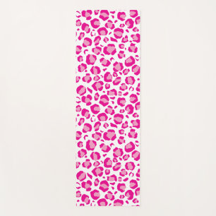 Pink puma print on custom background yoga mat