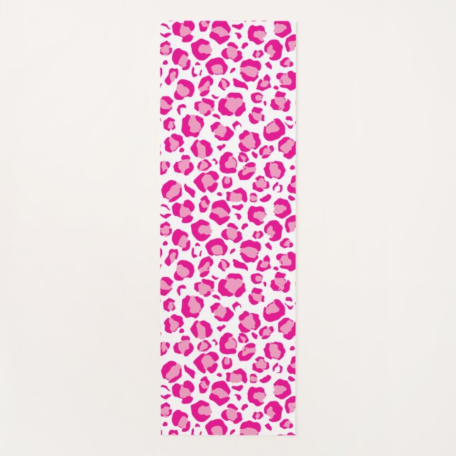 Pink puma print on custom background yoga mat (Front)