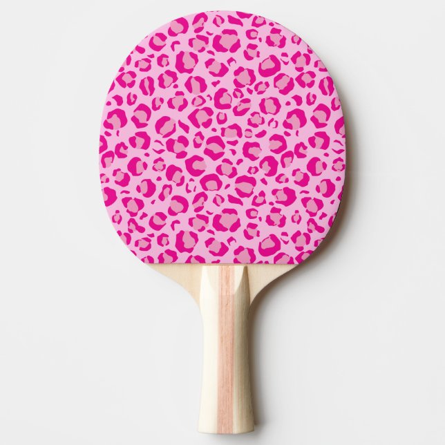 Pink puma print on customisable background  ping pong paddle (Front)