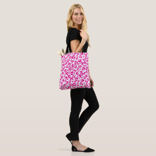 Pink puma print on customisable background  tote bag