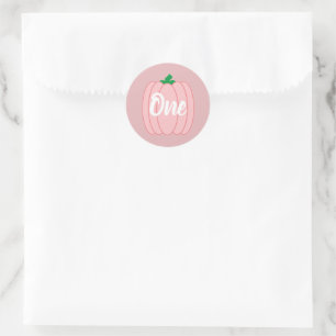 Pink Pumpkin 1st Birthday Classic Round Sticker