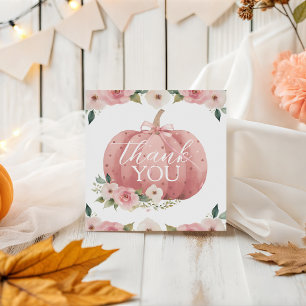 Pink Pumpkin 1st Birthday Favour Tag Floral