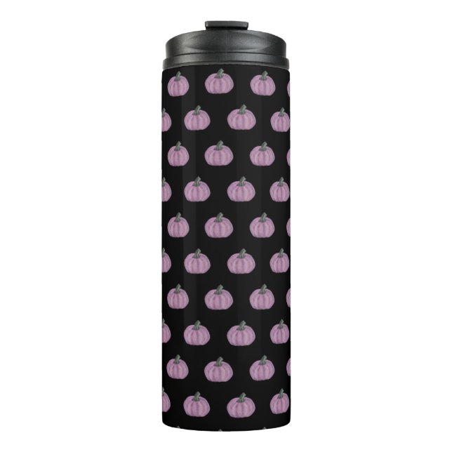  Pink pumpkin and black Thermal Tumbler (Front)