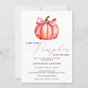 Pink Pumpkin   Autumn Baby Shower Invitation