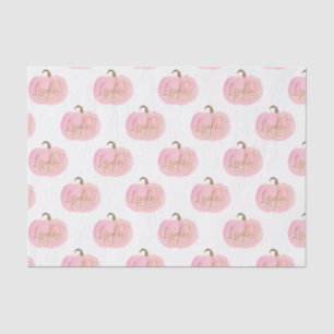 Pink Pumpkin Autumn Gold LAYLA Name Personalized Tissue Paper