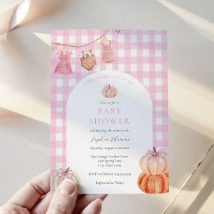 Pink Pumpkin Baby Girl Shower Arch Invitation