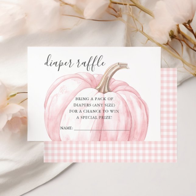 Pink Pumpkin Baby Girl Shower Diaper Raffle Cards (Creator Uploaded)