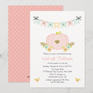 Pink Pumpkin Baby Girl Shower Invitations