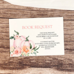 Pink Pumpkin Baby Shower Book for Baby Enclosure Card