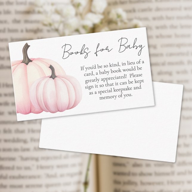 Pink Pumpkin Baby Shower Books For Baby Enclosure Card (Pink Pumpkin Baby Shower Books For Baby Enclosure Card)