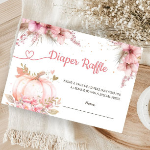 Pink Pumpkin Baby Shower Diaper Raffle Enclosure Card