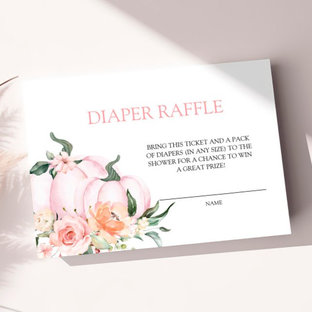 Pink Pumpkin Baby Shower Diaper Raffle Enclosure Card (Creator Uploaded)