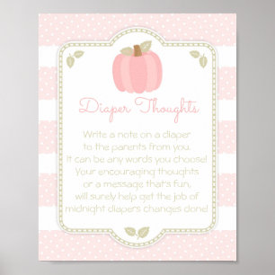Pink Pumpkin Baby Shower Diaper Thoughts Sign