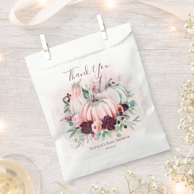 Pink Pumpkin Baby Shower Favour Bag (Clipped)