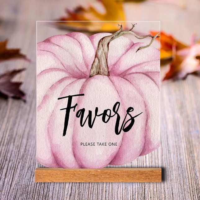 Pink Pumpkin Baby Shower Favours Acrylic Sign (Pink Pumpkin Girl Baby Shower Favors Clear Acrylic Tabletop Sign)