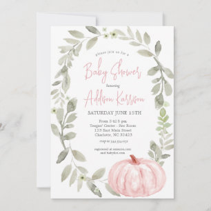 Pink Pumpkin Baby Shower Invitation
