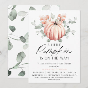 Pink Pumpkin Baby Shower Invitation