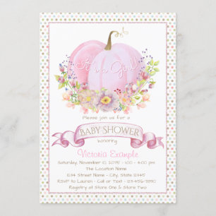 Pink Pumpkin Baby Shower Invitations