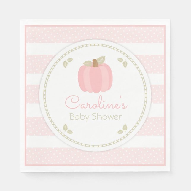 Pink Pumpkin Baby Shower Napkin (Front)