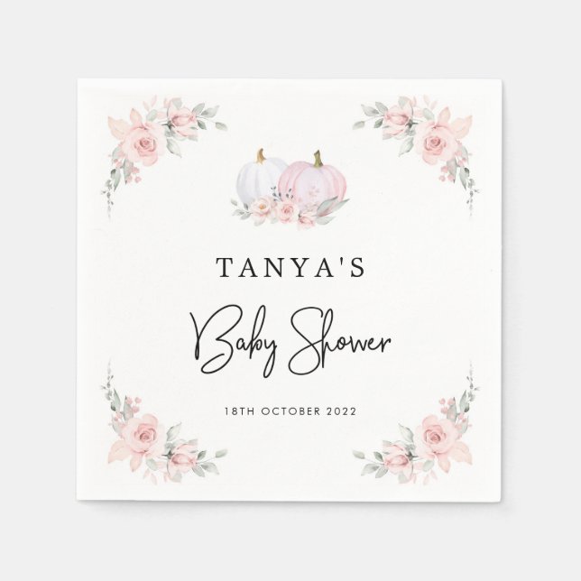 Pink Pumpkin Baby Shower  Napkin (Front)
